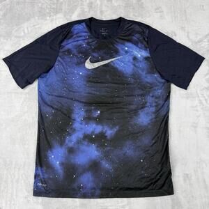 Nike Dri-Fit Galaxy Print Athletic T-Shirt Swoosh Logo Performance Tee Men Sz XL
